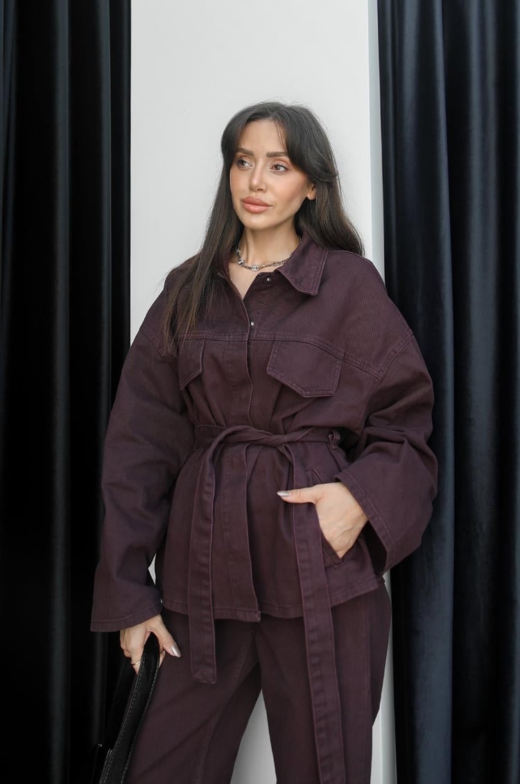 Bordo Denim Takım