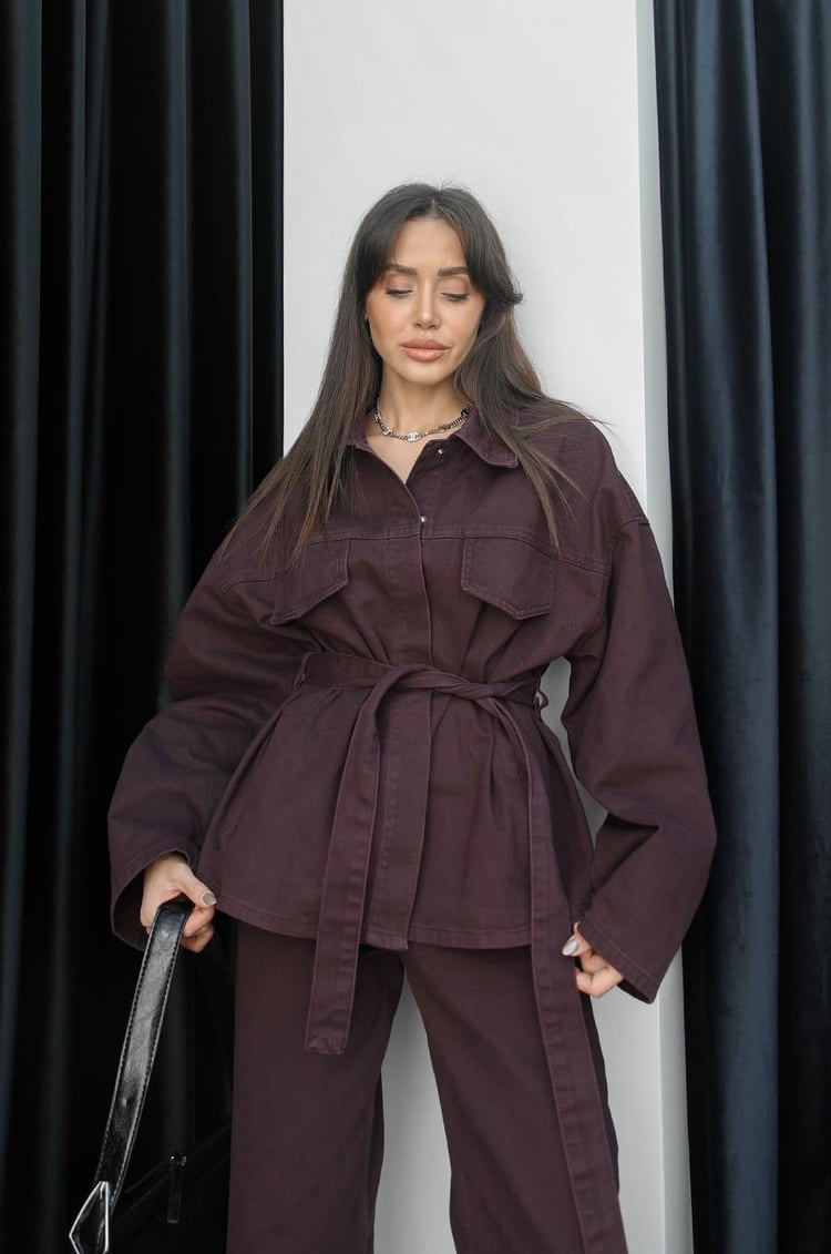 Bordo Denim Takım