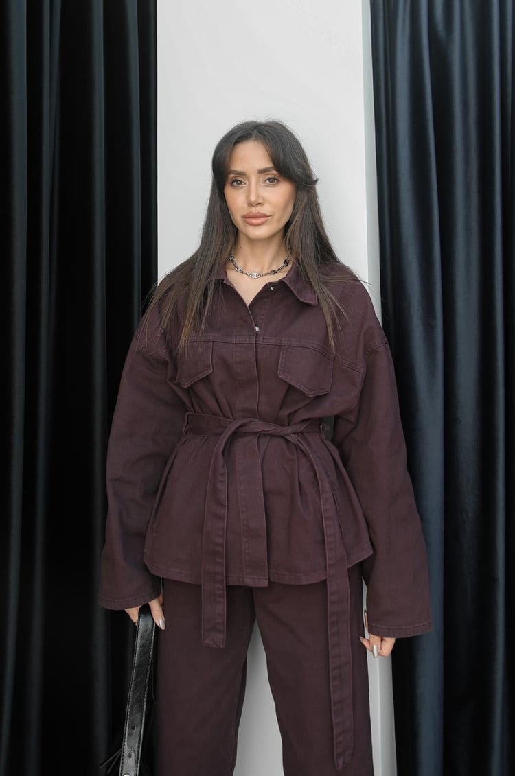 Bordo Denim Takım