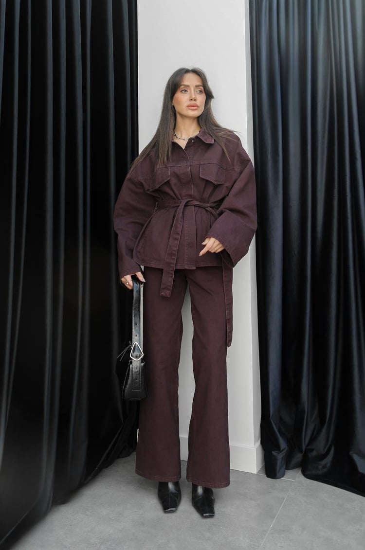 Bordo Denim Takım