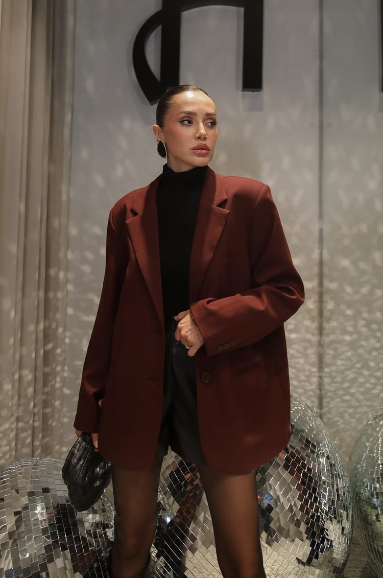 Bordo Oversize Blazer Ceket
