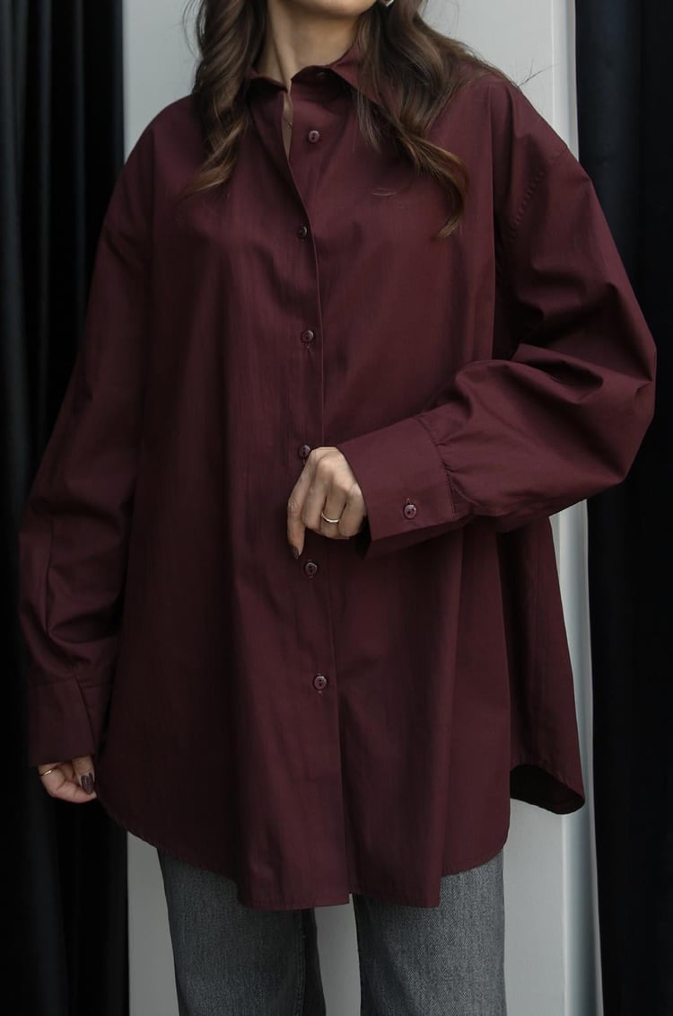 Bordo Oversize Gömlek