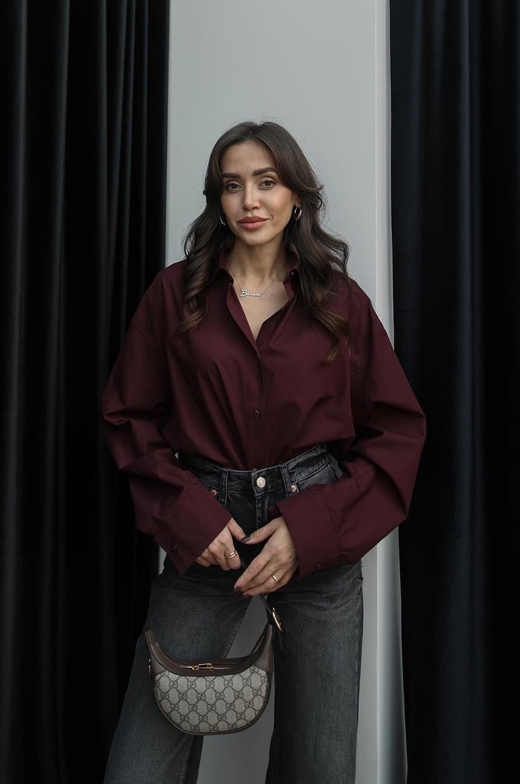 Bordo Oversize Gömlek