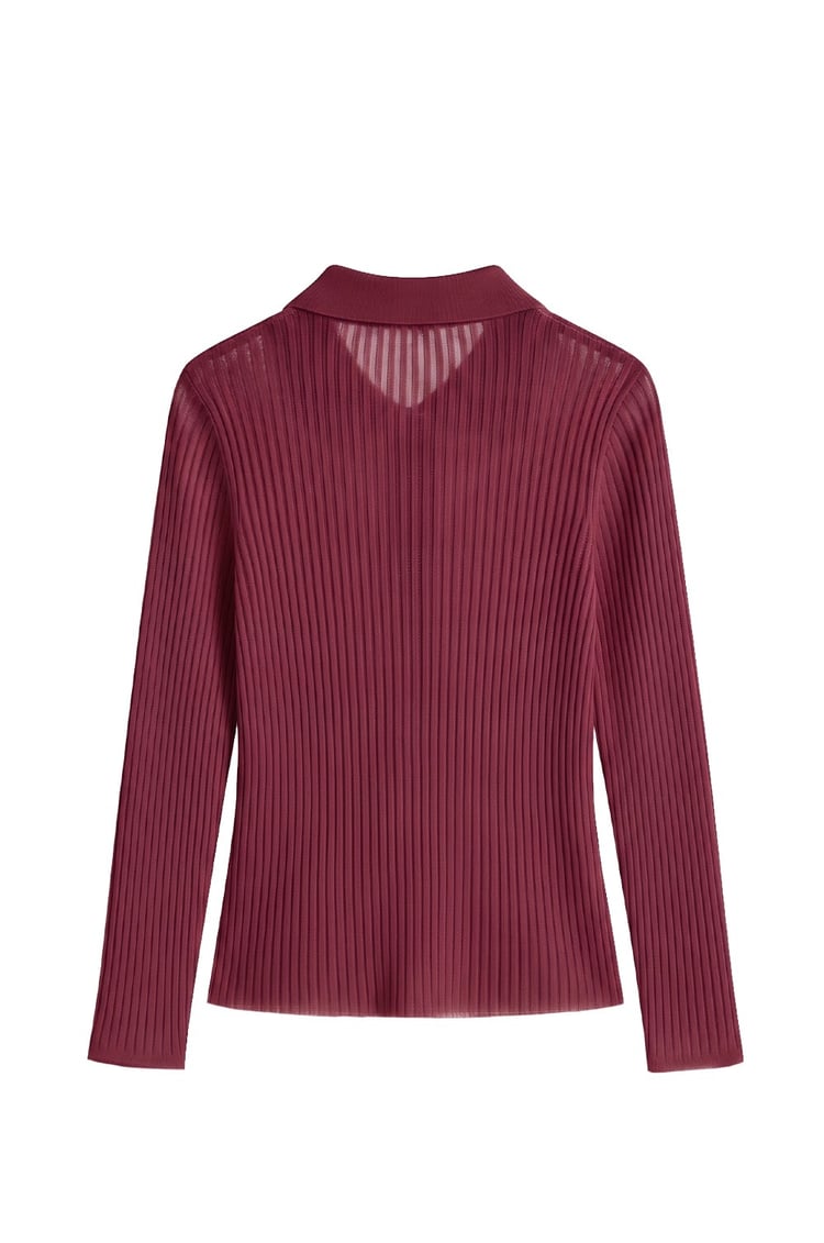 Bordo Polo Transparan Bluz