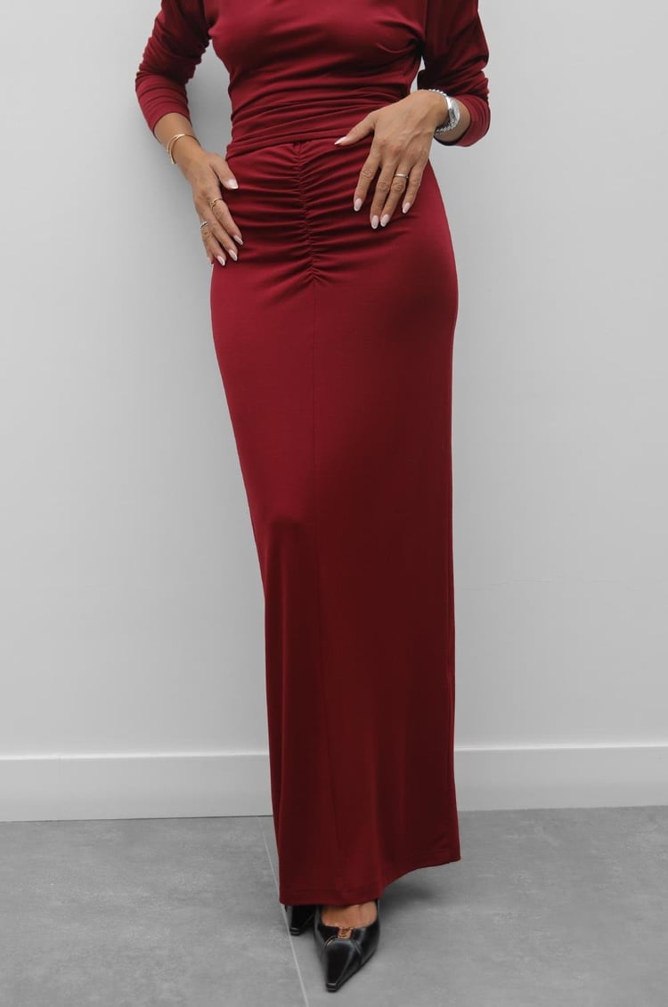 Bordo Sırt Dekolteli Modal Takım