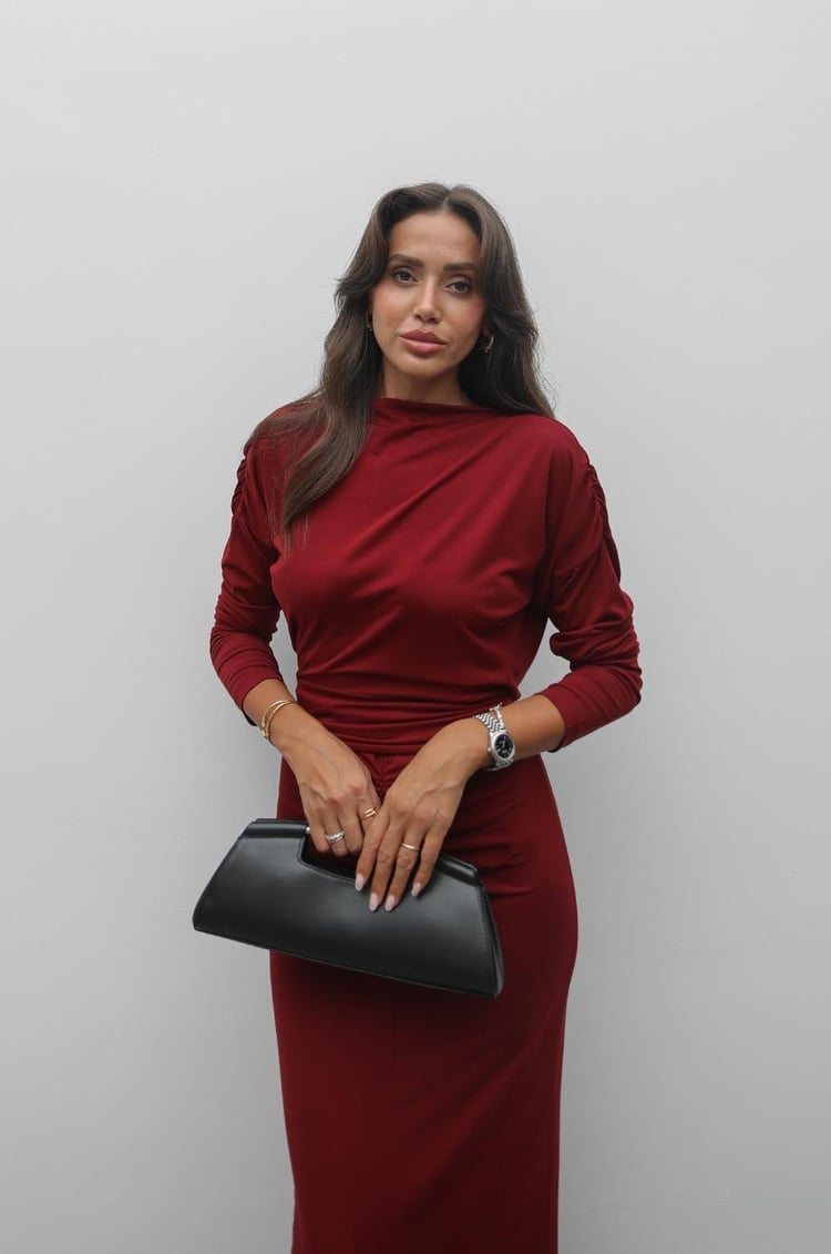 Bordo Sırt Dekolteli Modal Takım