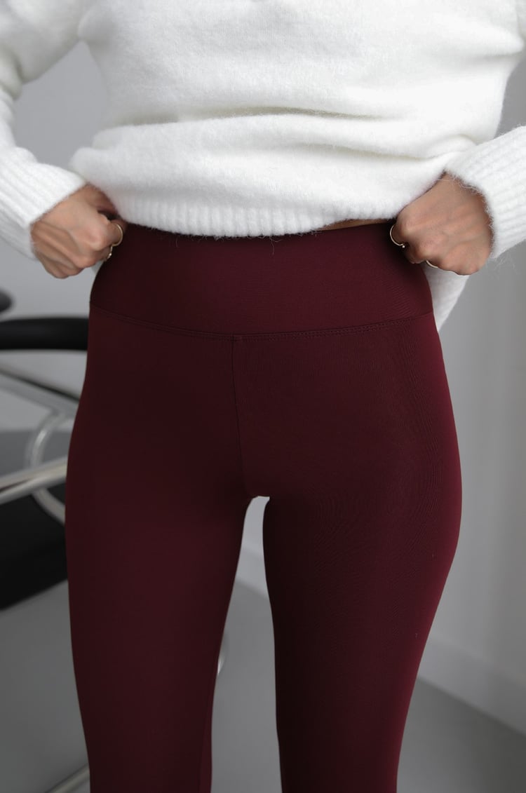 Bordo Stretchy Şardonlu Tayt