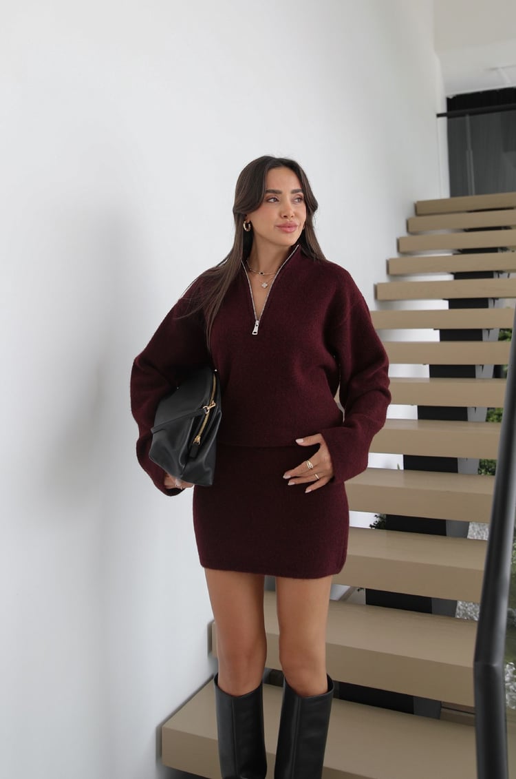 Bordo Una Triko Kazak Etek Takım