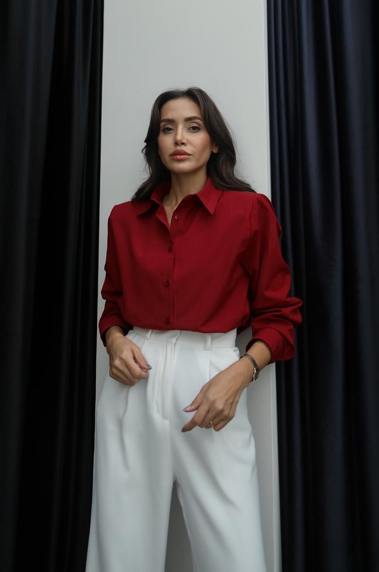 Bordo Vatkalı Basic Gömlek