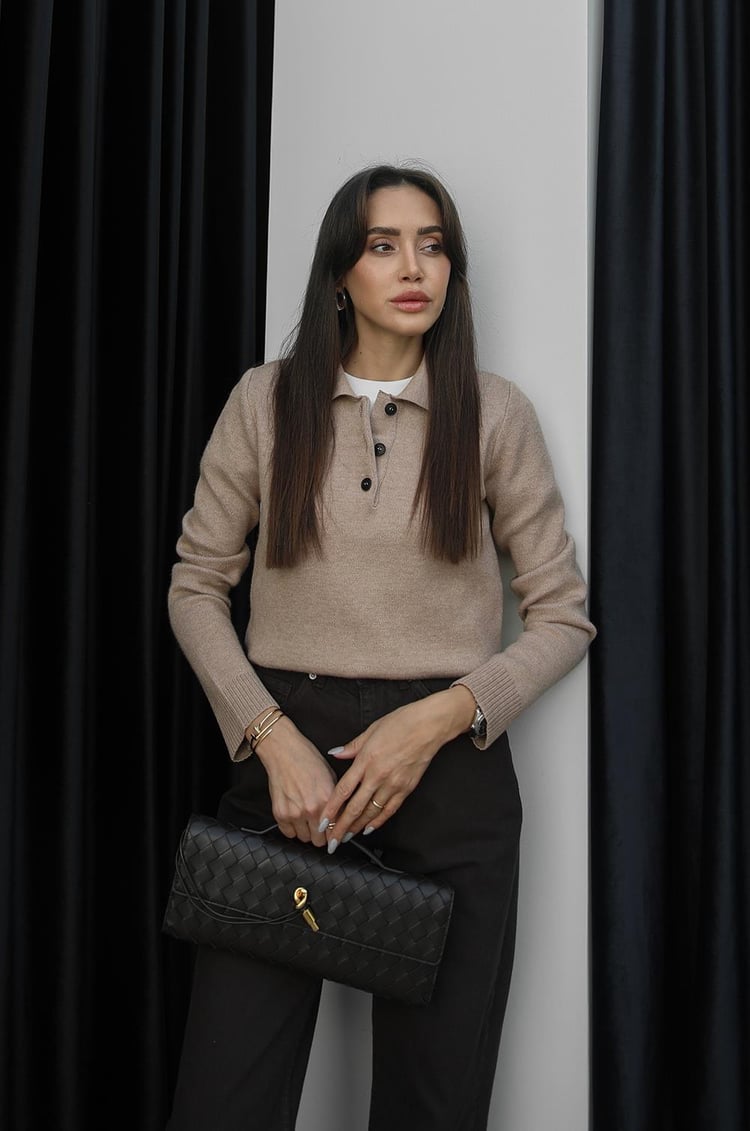 Camel Chase Polo Yaka Kazak