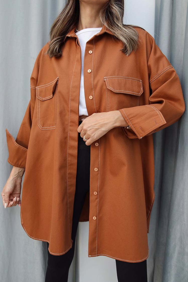 Camel Dikiş Detaylı Gömlek