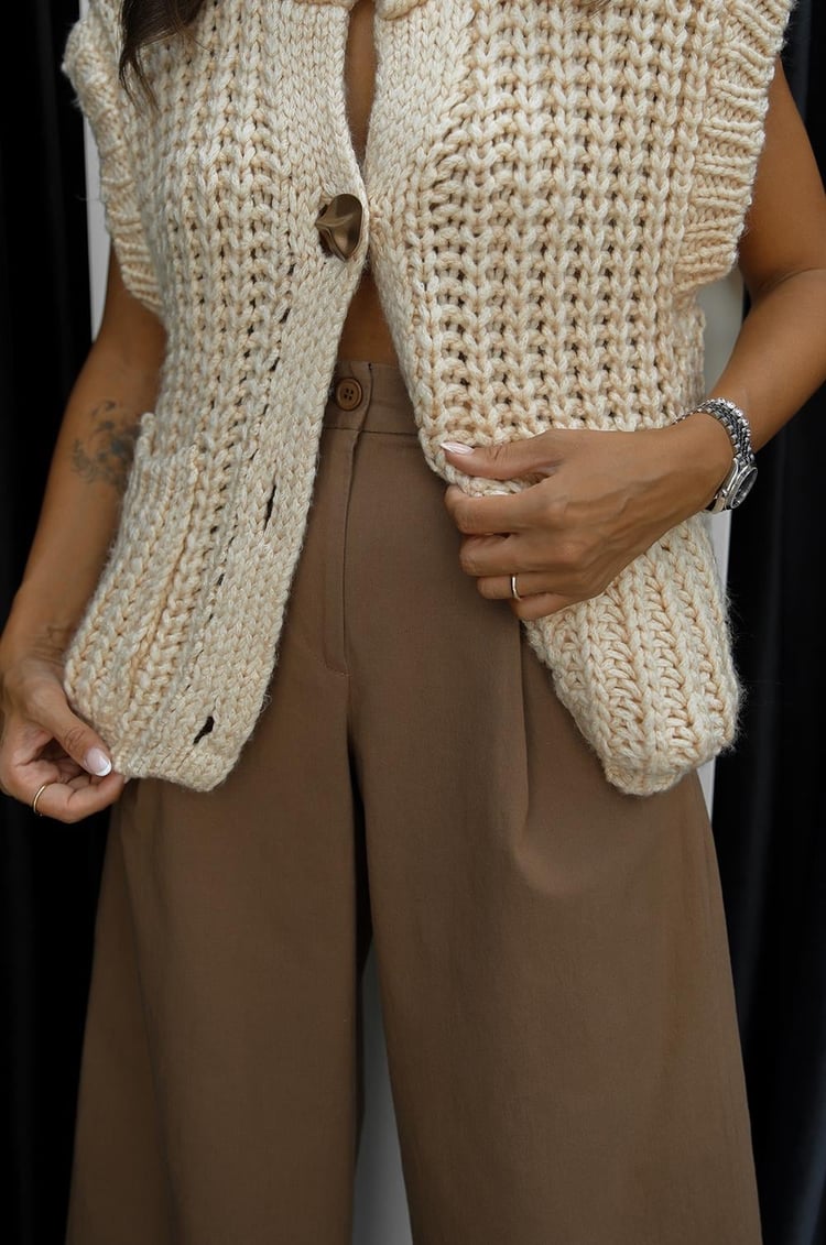 Camel Double Geniş Paça Pantolon