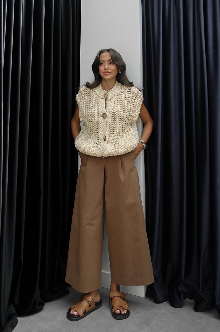 Camel Double Geniş Paça Pantolon