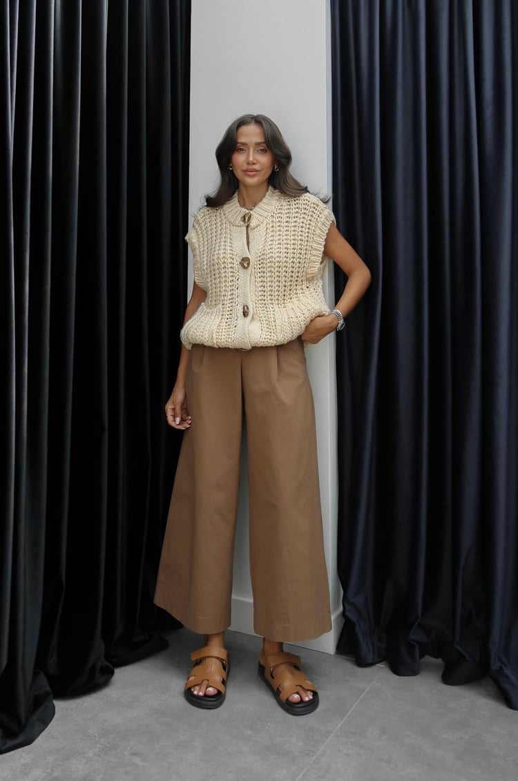 Camel Double Geniş Paça Pantolon