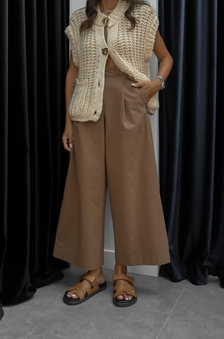 Camel Double Geniş Paça Pantolon