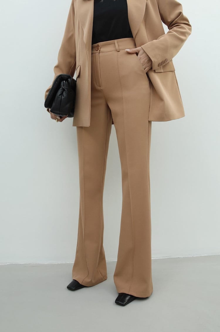 Camel İspanyol Pantolon Blazer Premium Takım