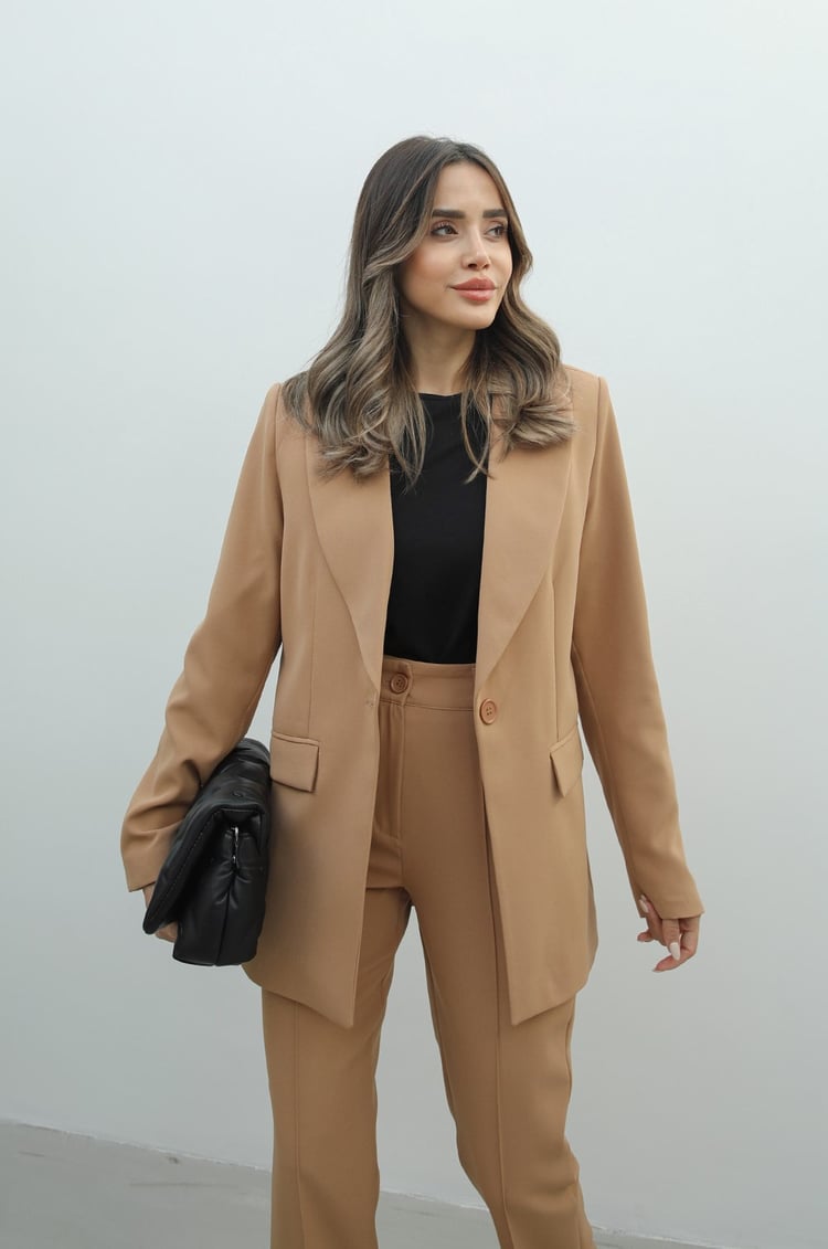 Camel İspanyol Pantolon Blazer Premium Takım