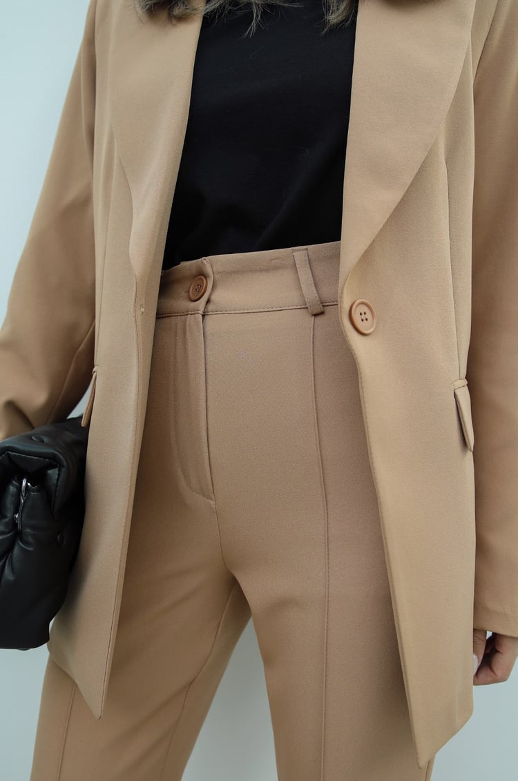 Camel İspanyol Pantolon Blazer Premium Takım