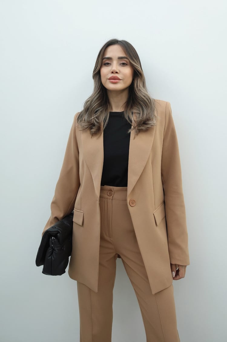 Camel İspanyol Pantolon Blazer Premium Takım