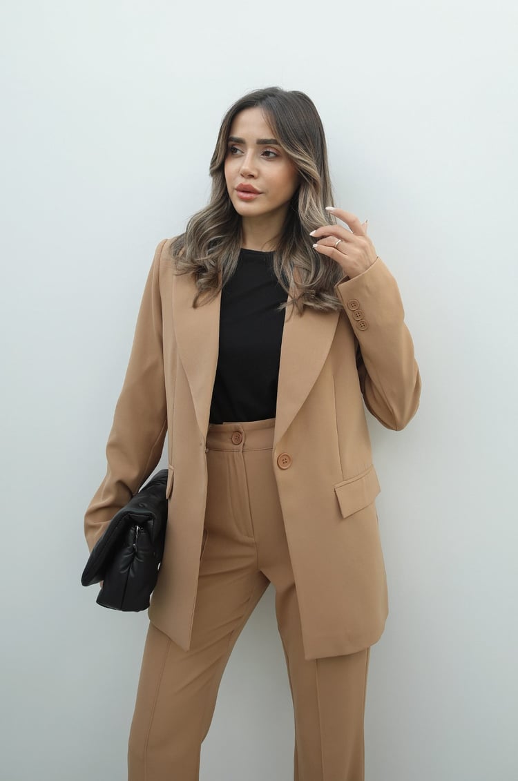 Camel İspanyol Pantolon Blazer Premium Takım