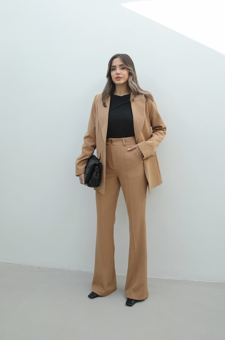 Camel İspanyol Pantolon Blazer Premium Takım
