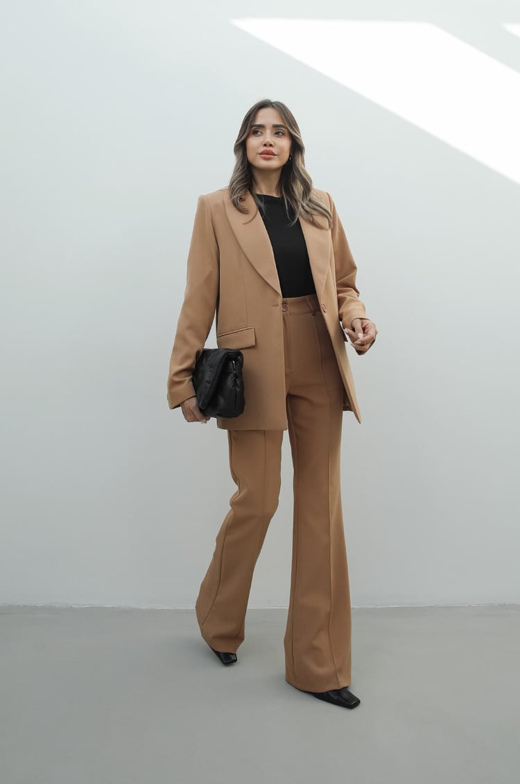 Camel İspanyol Pantolon Blazer Premium Takım