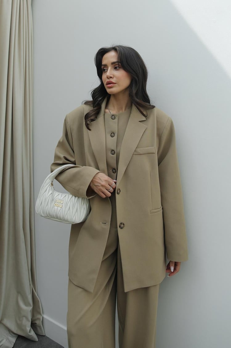 Camel Keila Vatkalı Blazer Ceket