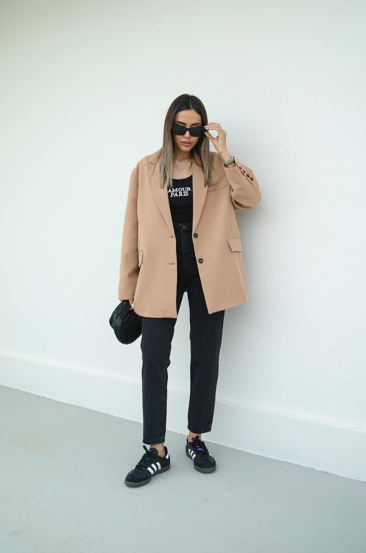 Camel Oversize Blazer Ceket