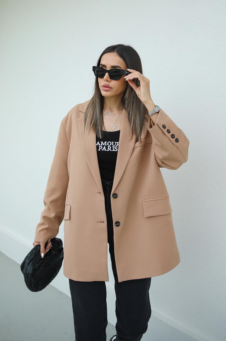 Camel Oversize Blazer Ceket