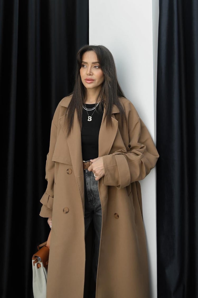 Camel Oversize Kuşaklı Trençkot