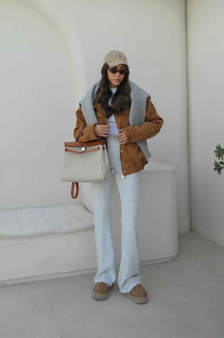 Camel Premium Fabric Deri Süet Ceket