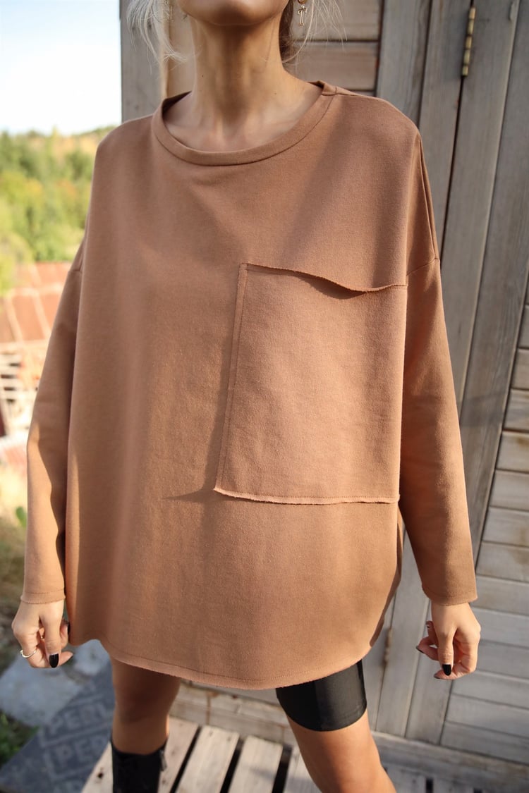 Camel Tek Cepli Sweatshirt