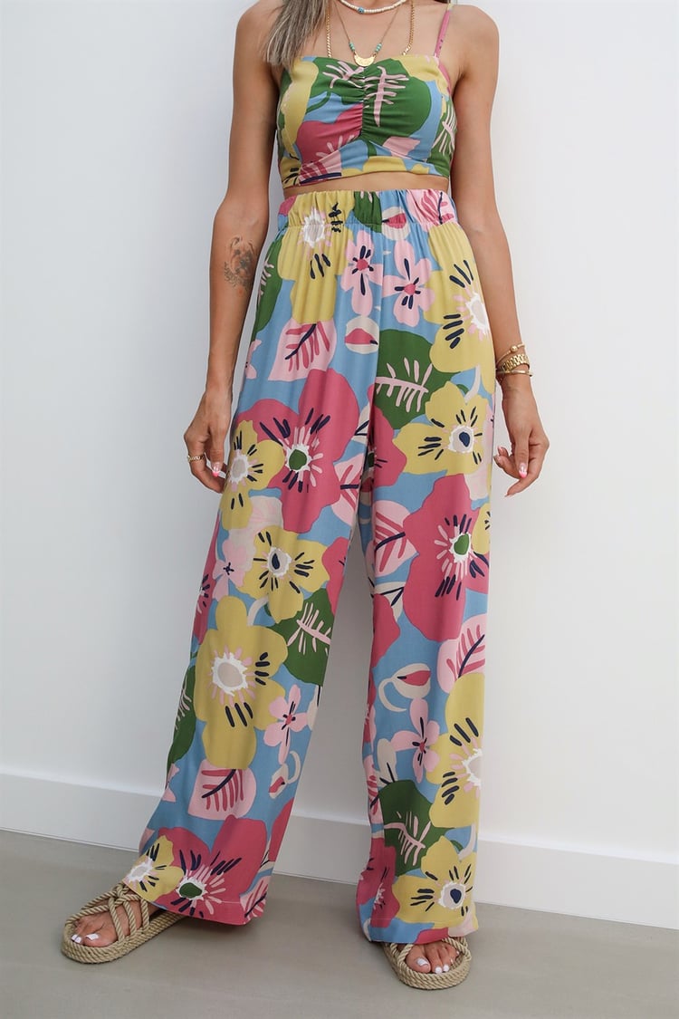 Çok Renkli Pantolon Büstiyer Kimono Takım