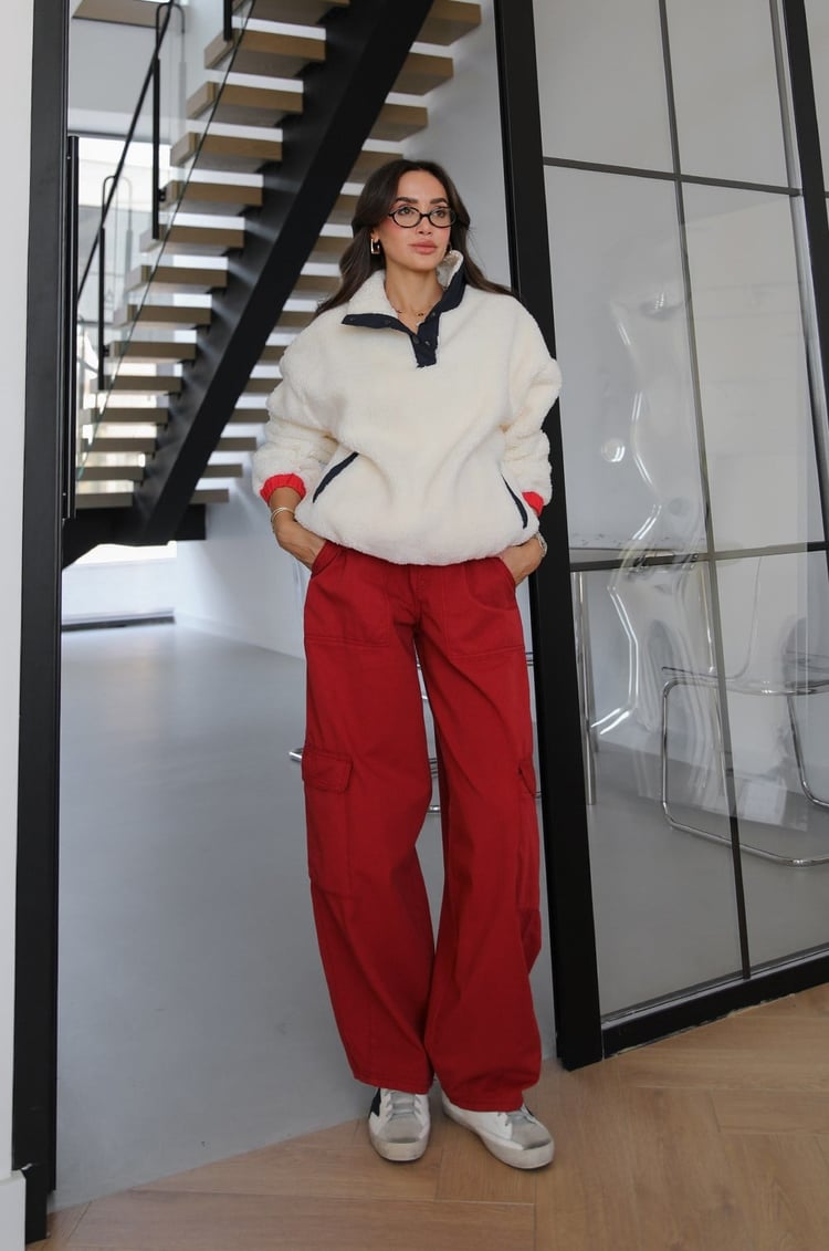 Ekru Arkası Ayıcık Baskılı Polar Sweat