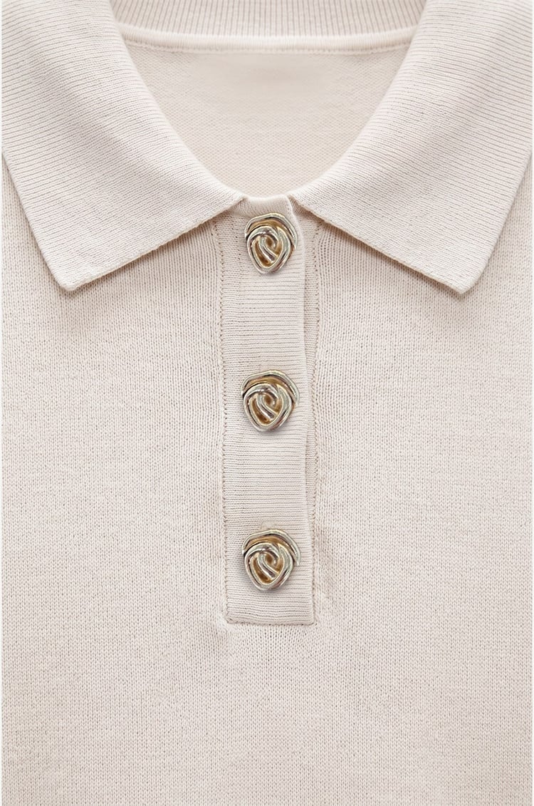 Ekru Button Polo Yaka Kazak