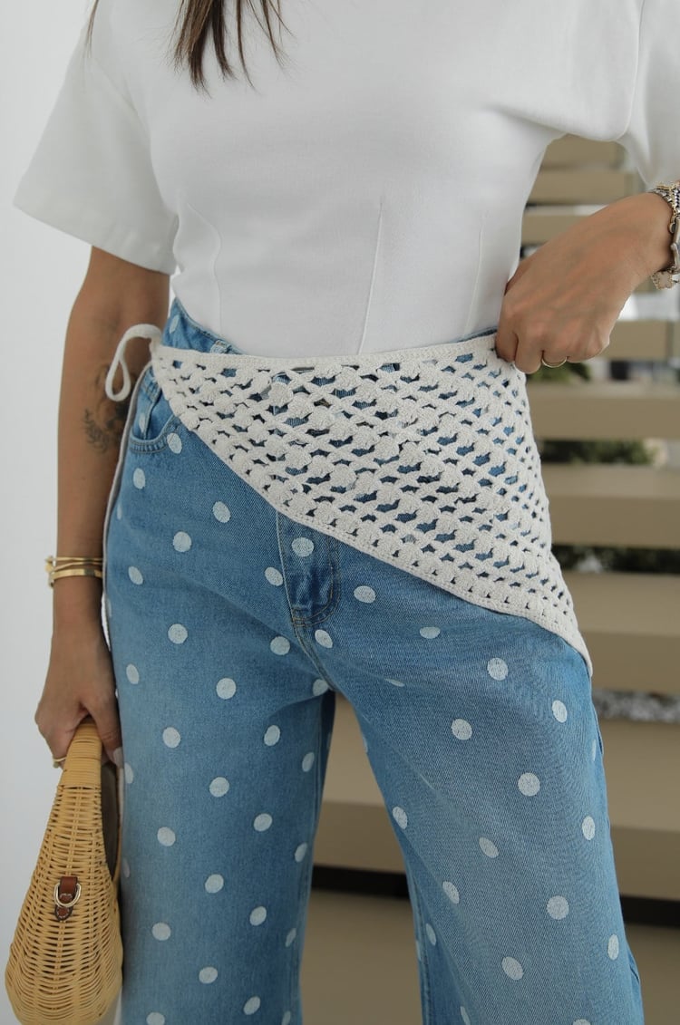 Ekru Crochet Çok Amaçlı Bandana
