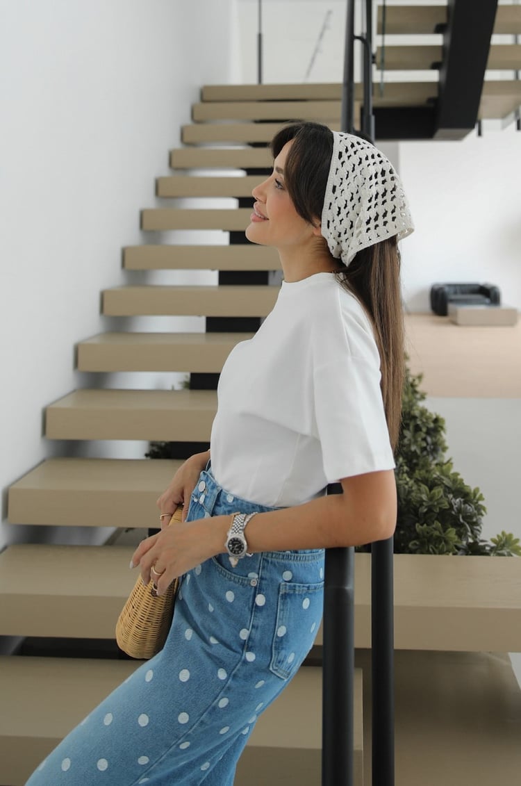 Ekru Crochet Çok Amaçlı Bandana