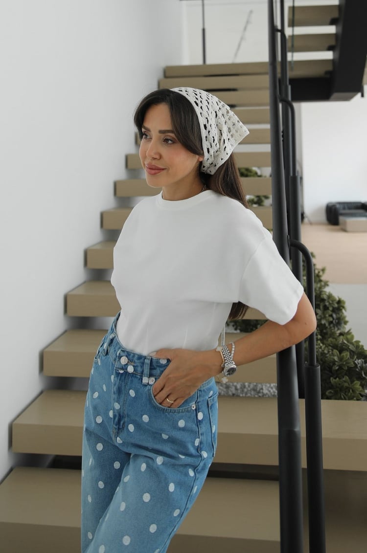 Ekru Crochet Çok Amaçlı Bandana