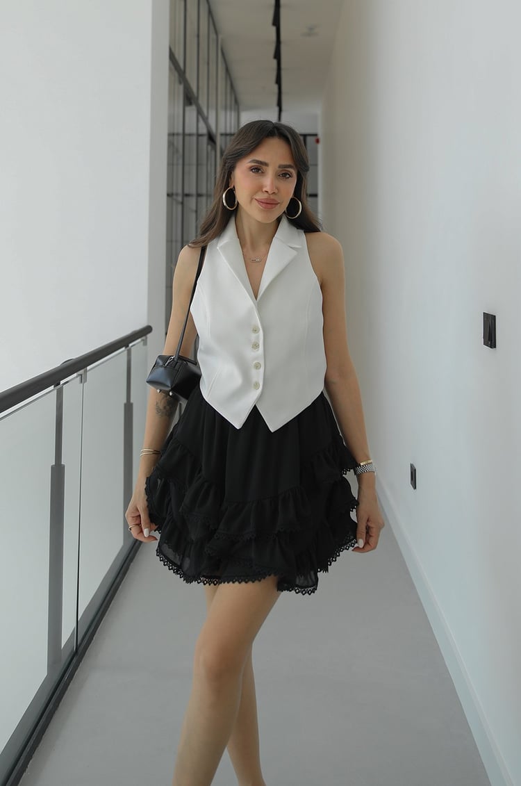 Ekru Cut Out Yelek