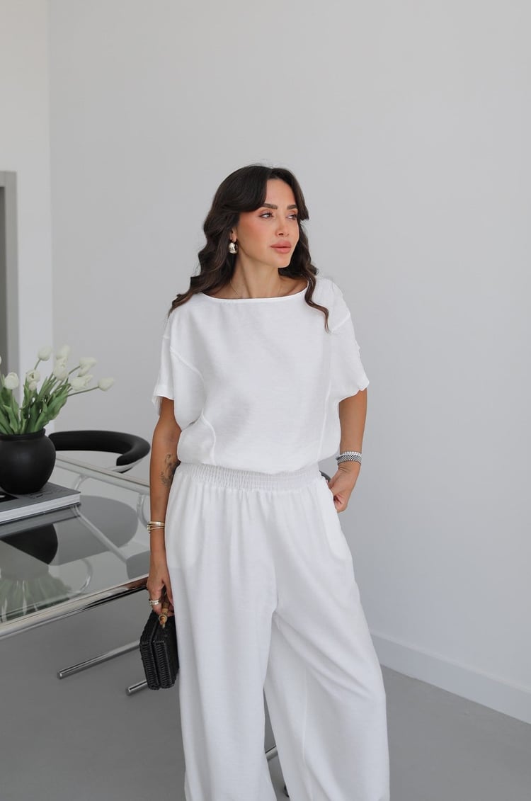 Ekru Daphne Bluz Şalvar Pantolon Takım