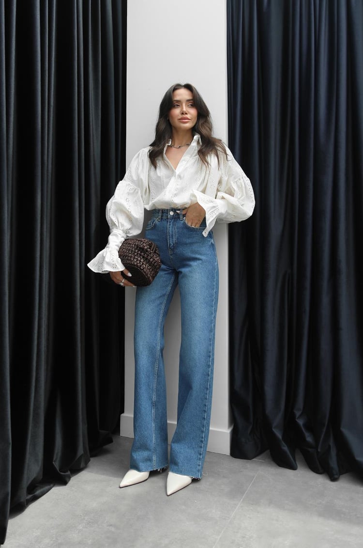 Ekru Fisto Büzgü Ve Kol Detaylı Gömlek