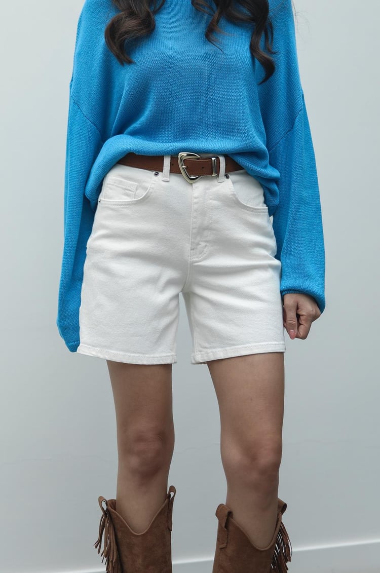 Ekru Fit Denim Şort