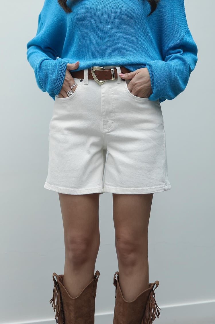 Ekru Fit Denim Şort