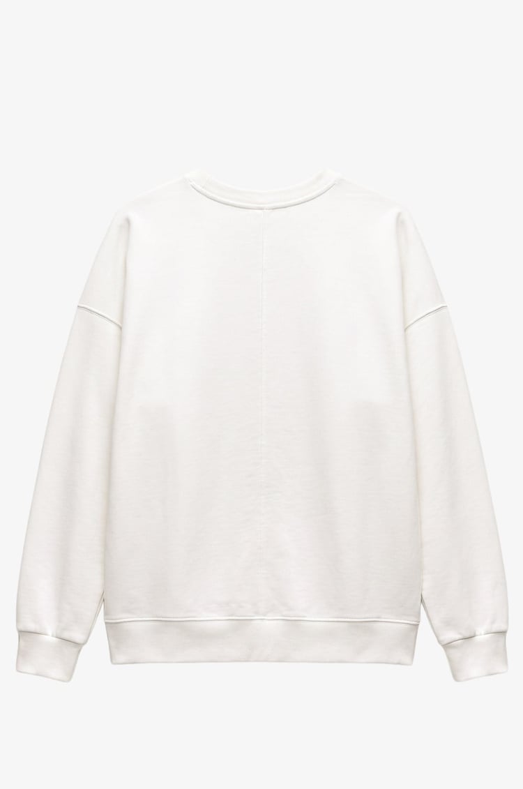 Ekru Göğüsü Mini Taşlı Sweatshirt