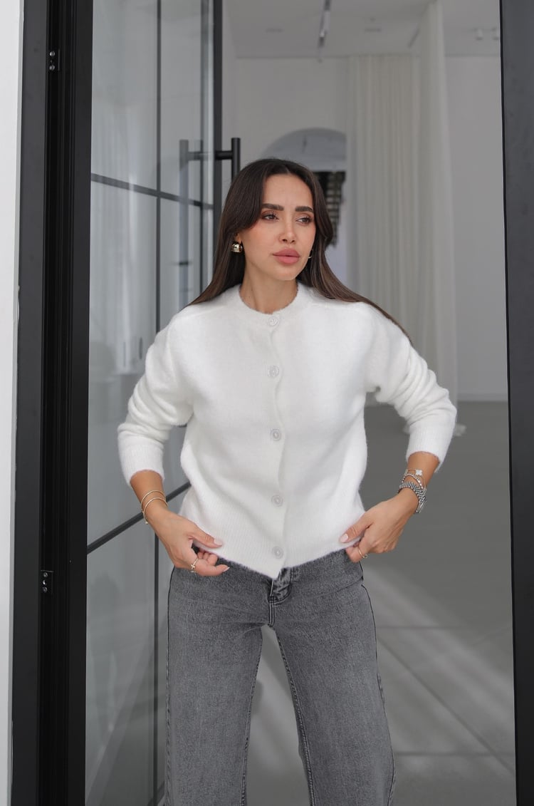 Ekru İlya Yumuşak Dokulu Triko Hırka