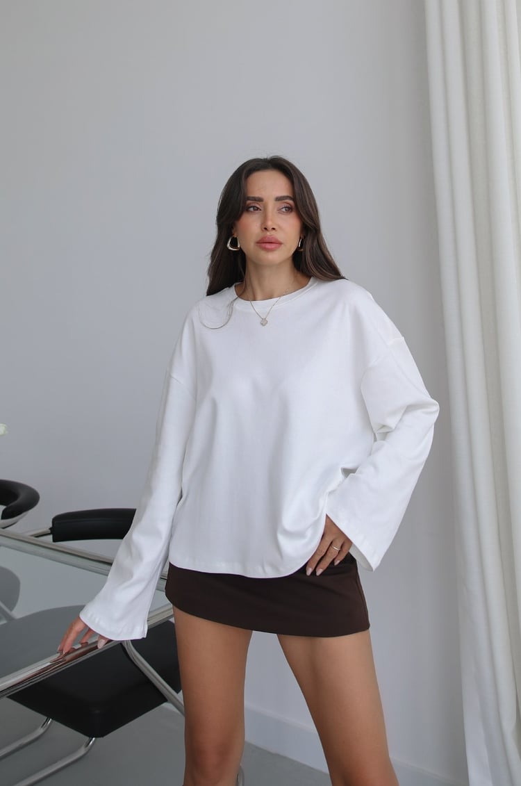 Ekru İspanyol Kol Basic Sweatshirt