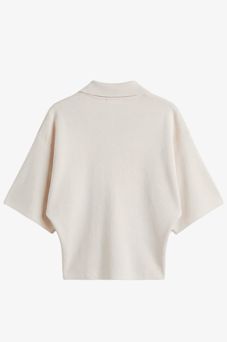 Ekru Loose Fit Polo Yaka Kazak