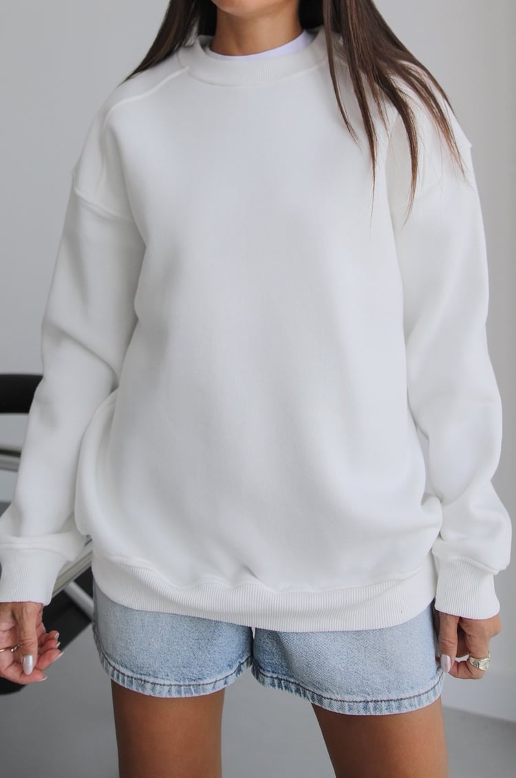 Ekru Orin Bisiklet Yaka Sweatshirt