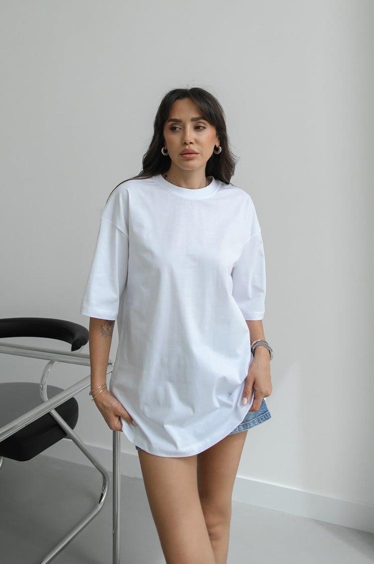 Ekru Oversize Basic Tişört
