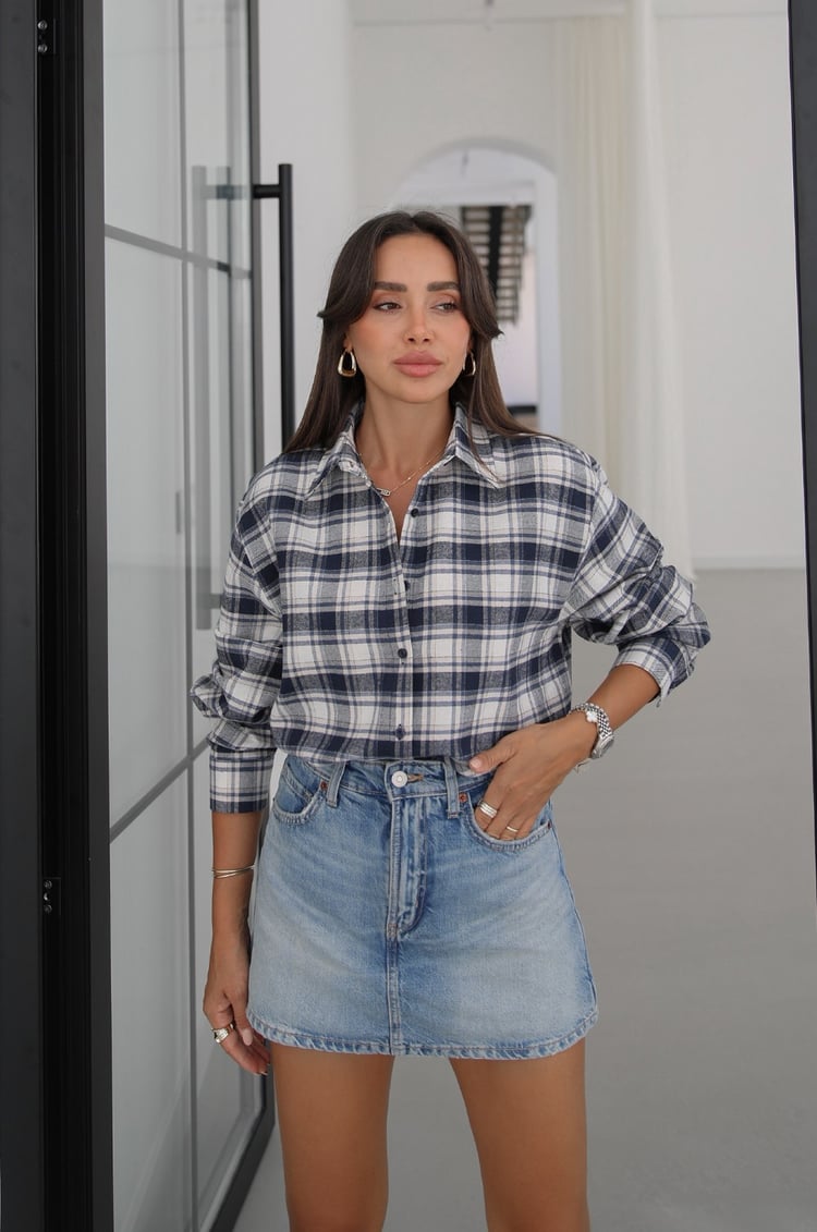 Ekru Plaid Oduncu Ekose Gömlek